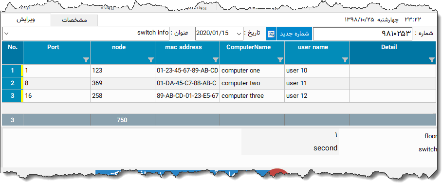 تصویر محیط نرم افزار اطلاعات سوئیچ