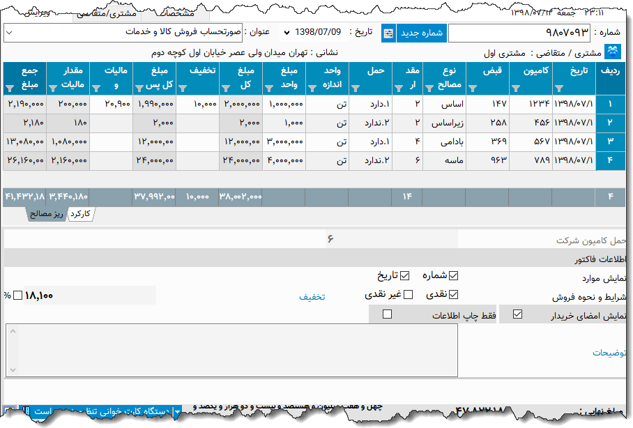 تصویر محیط نرم افزار فاکتور راهسازی