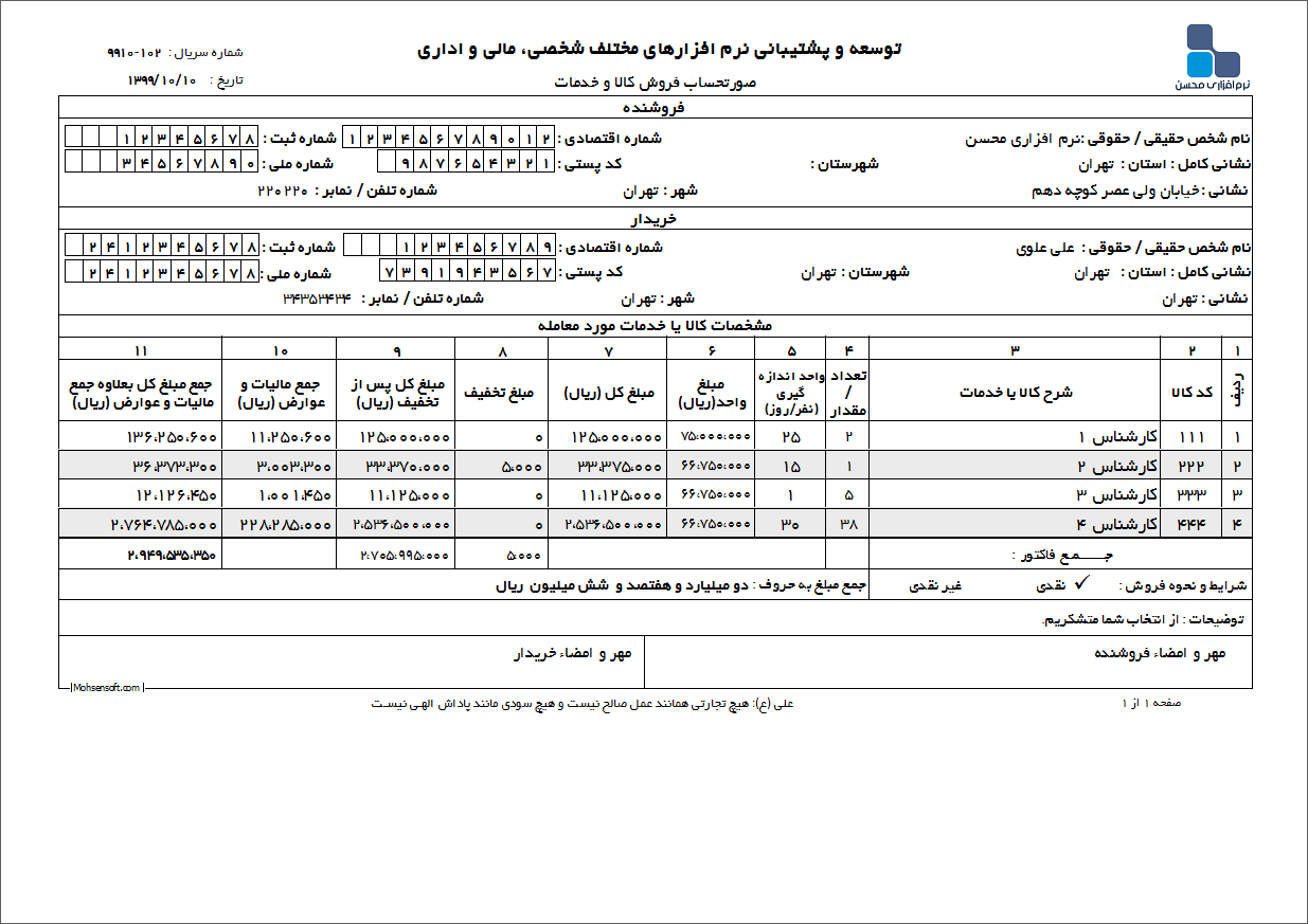 نمونه حق الزحمه خدمات پرسنل