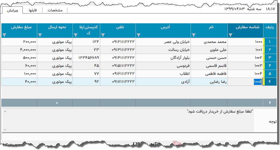 تصویر محیط نرم افزار برچسب بسته پستی نوع 6