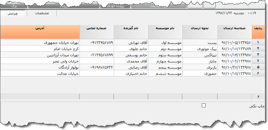 تصویر محیط نرم افزار برچسب بسته پستی نوع 7