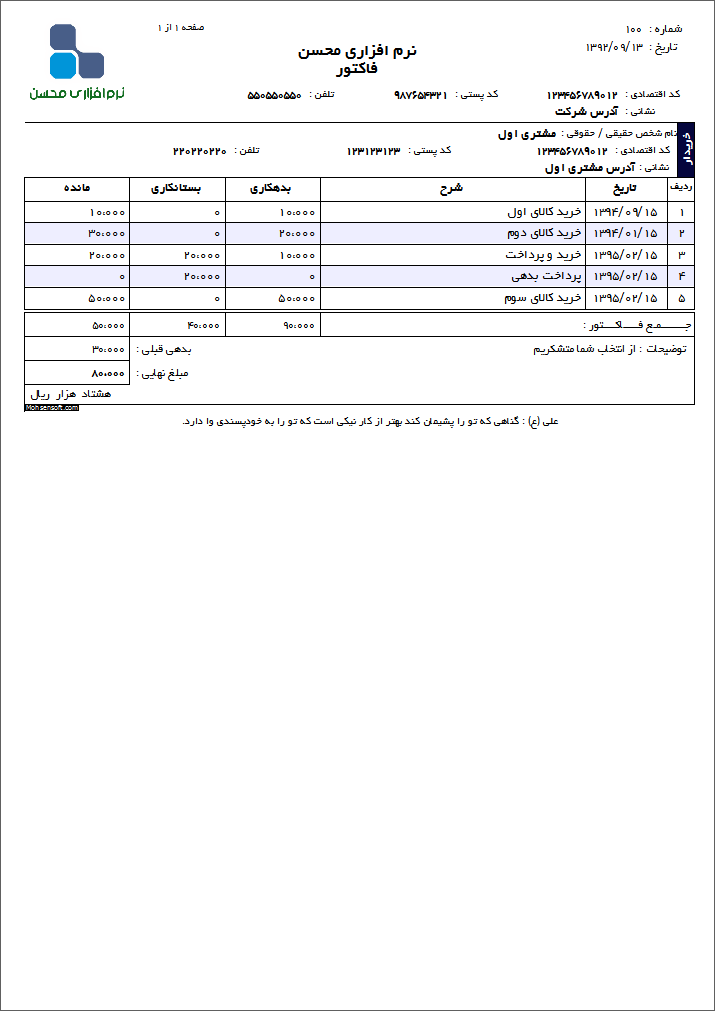 نمونه دفتر معین