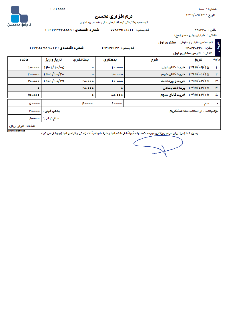 نمونه دفتر معین نوع 28