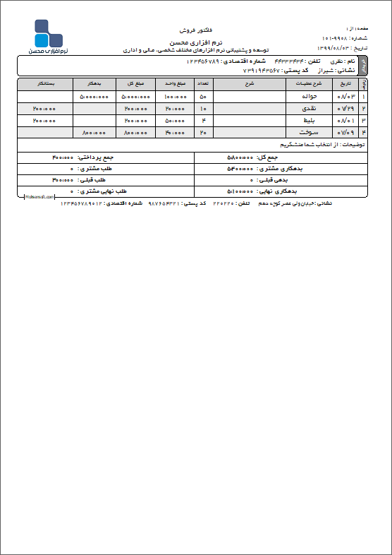 نمونه دفتر معین نوع 32